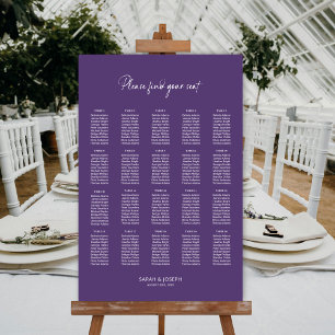 Modern Purple 20 Table Wedding Seating Chart