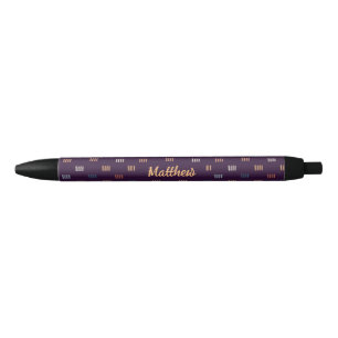 Modern Purple Abstract Art Seamless Pattern Black Ink Pen