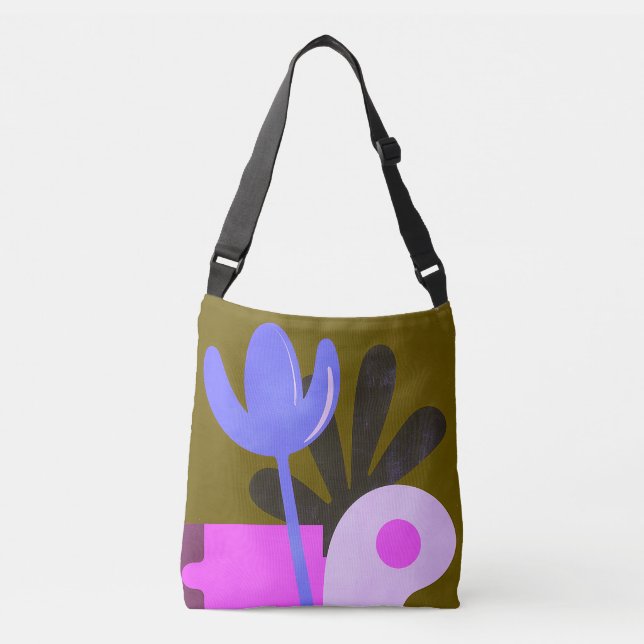 Modern Purple Abstract Floral Pattern Tote Bag (Front)