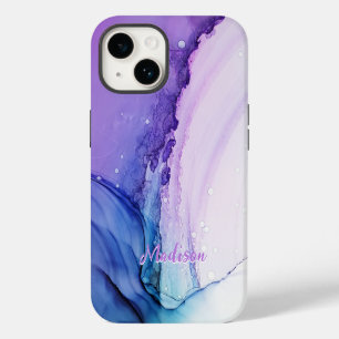 Modern Purple Abstract Personalised iPhone 14 Case