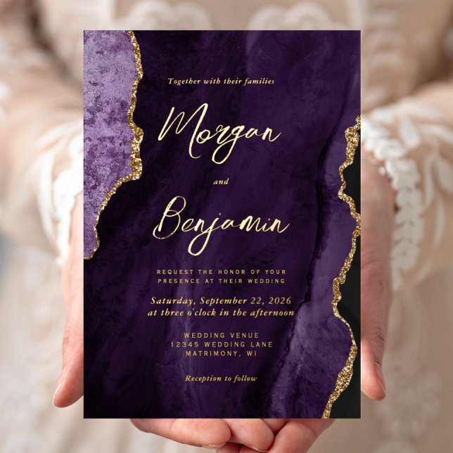 Modern Purple Agate Chic Script Wedding (Creator Uploaded)