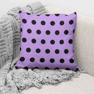 Modern Purple And Black Polka Dots Pattern Cushion