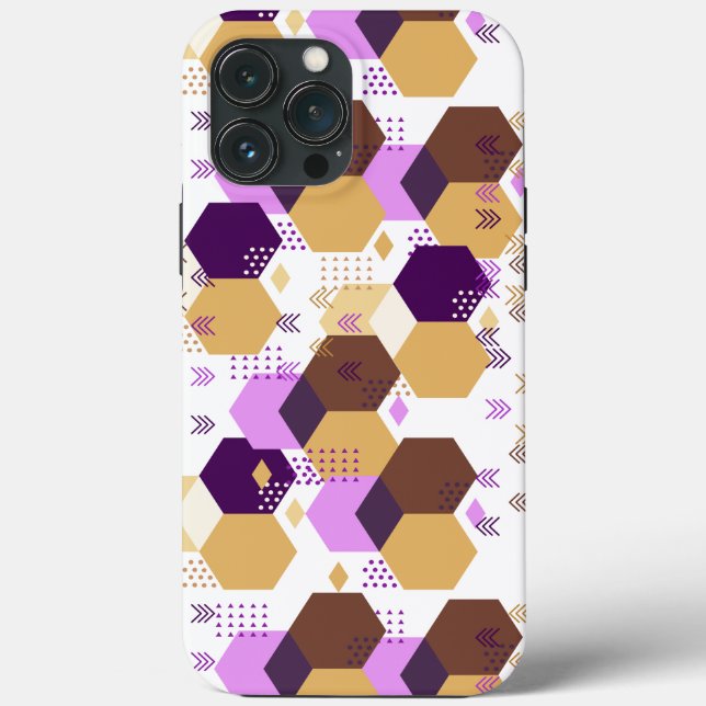 modern purple and gold geometric abstract pattern Case-Mate iPhone case (Back)