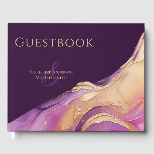 Modern Purple and Gold Wedding Guest Book