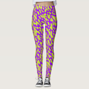 Modern Purple And Green Animal Print Spot Pattern  Leggings