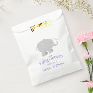 Modern Purple and Grey Elephant Girl Baby Shower Favour Bags