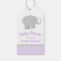 Modern Purple and Grey Elephant Girl Baby Shower
