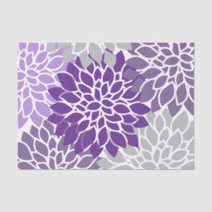 Modern Purple and Grey Floral Tissue Paper
