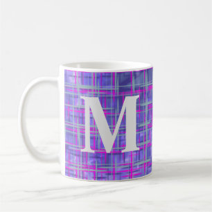 Modern purple and pink grid lines abstract coffee mug