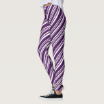 Modern Purple and White Candy Stripe Pattern Leggings<br><div class="desc">Diagonal purple and white lines in varying widths form a sophisticated modern candy stripe pattern.

To see the chic design Varied Purple and White Stripes on other items,  click the "Rocklawn Arts" link below.

Digitally created image.
Copyright ©Claire E. Skinner. All rights reserved.</div>