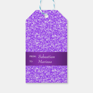 Modern Purple And White Glitter Pattern Gift Tags