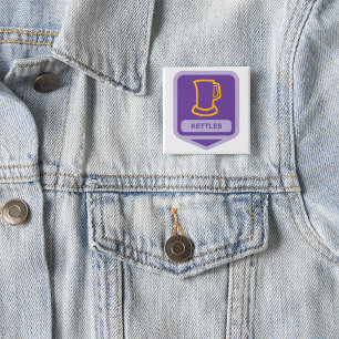 Modern Purple and Yellow Kettles Icon 15 Cm Square Badge