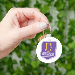Modern Purple and Yellow Kettles Icon Key Ring