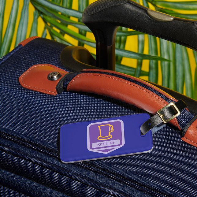 Modern Purple and Yellow Kettles Icon Luggage Tag (Creator Uploaded)
