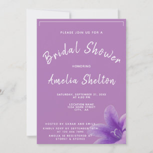 Modern Purple Bellflowers Floral Bridal Shower Invitation