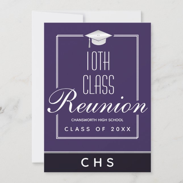 Modern Purple Black 10th Class Reunion Invitation (Front)