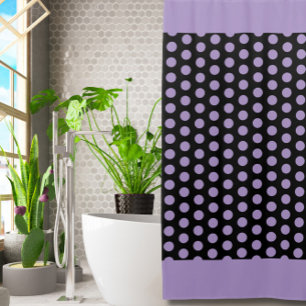 Modern Purple Black Dots Shower Curtain