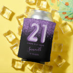 Modern Purple & Black Glitter 21st Birthday Can Cooler<br><div class="desc">Add a touch of vibrant elegance to your party with this stylish purple can cooler. Highlighted with sparkling purple glitter and bold "21" balloon-style typography, it brings a fun yet sophisticated vibe to any celebration. Fully customisable, it’s perfect for birthdays, anniversaries, or other memorable milestones while keeping drinks chilled in...</div>