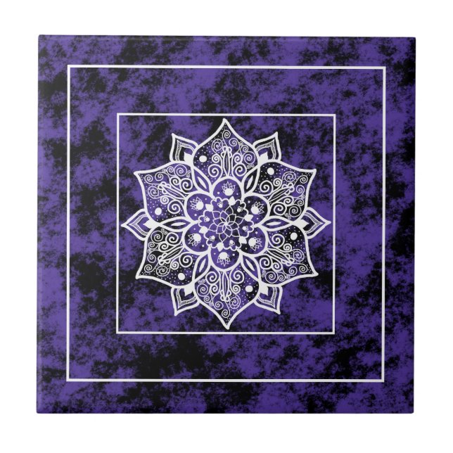 Modern purple black mandala tile (Front)