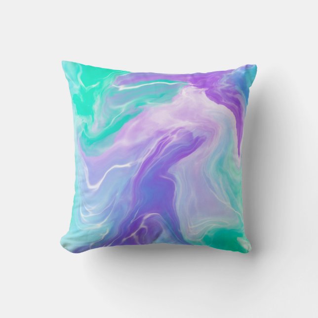 Modern Purple Blue Abstract Marble Cushion (Front)