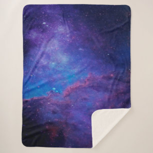 Modern Purple & Blue Deep Space nebula Sherpa Blanket