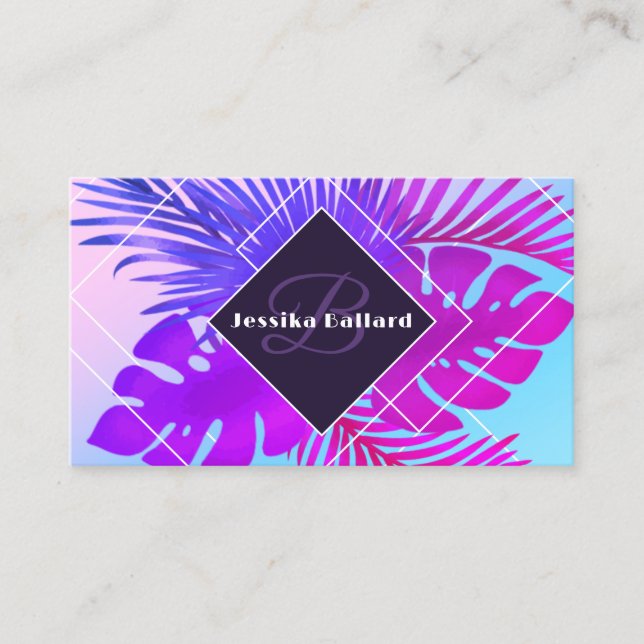 Modern purple blue gradient plants business card (Front)