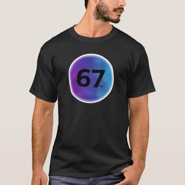 Modern Purple Blue Nebula 67 Circle Slogan Tee (Front)