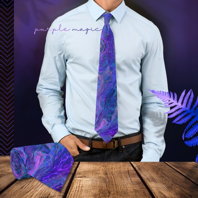 Modern Purple Blue Ombre Liquid Art Neck Tie (Modern Purple Blue Liquid Art Neck Tie)