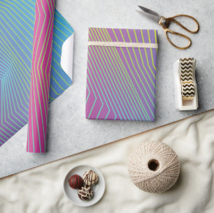 Modern Purple Blue Ombre with stripes Wrapping Paper