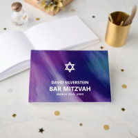 Modern Purple Blue Star David Bar Mitzvah Hebrew
