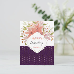 Modern Purple Blush Boho Floral Card