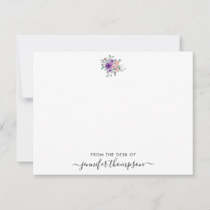Modern Purple Blush Floral Watercolor Script Swash Card