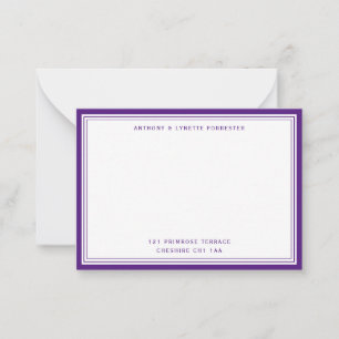 Modern Purple Border Name & Address  Card