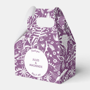 Modern Purple Botanical Wedding Favour Box