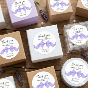 Modern Purple Bow Bridal Shower Thank You Favour Classic Round Sticker