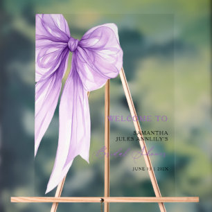 Modern Purple Bow Bridal Shower Welcome Sign
