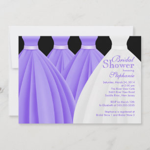 Modern Purple Bridesmaid Bride Dress Bridal Shower Invitation