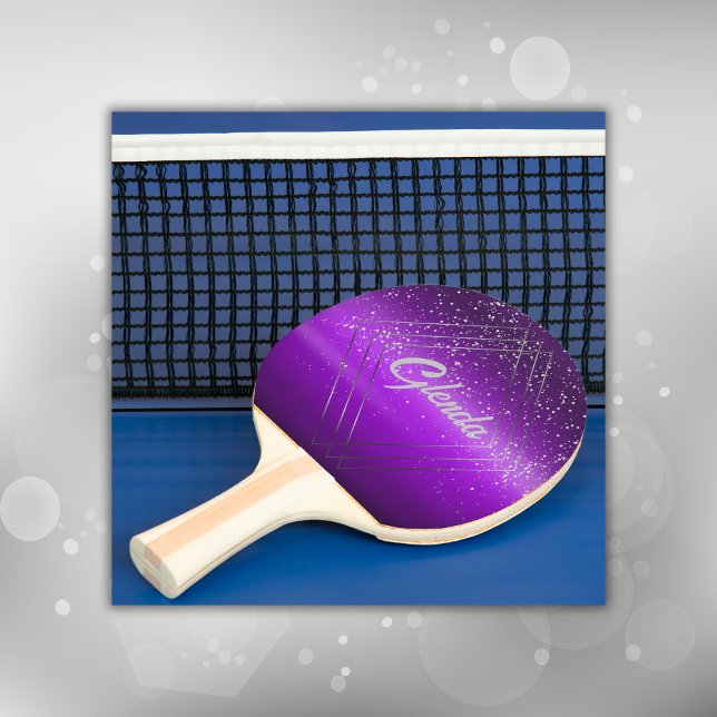 Modern Purple Brushed Metal with Silver Monogram | Ping Pong Paddle (Creator Uploaded)