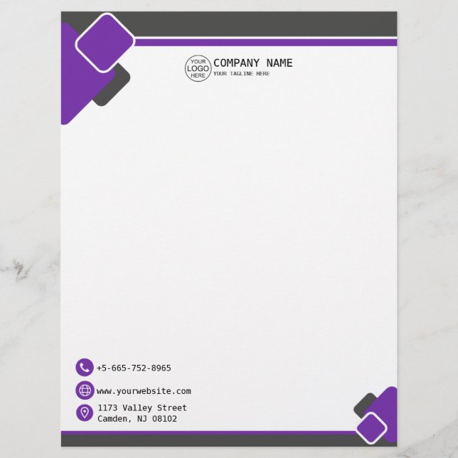 Modern purple Business logo Letterhead (Front)