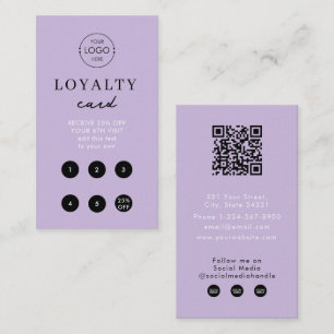 Modern Purple Business Logo QR Code Loyalty Simple Card