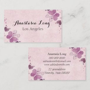 Modern Purple Buterfly Business Card