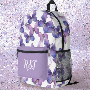 Modern Purple Butterfly Pattern Girly Printed Backpack