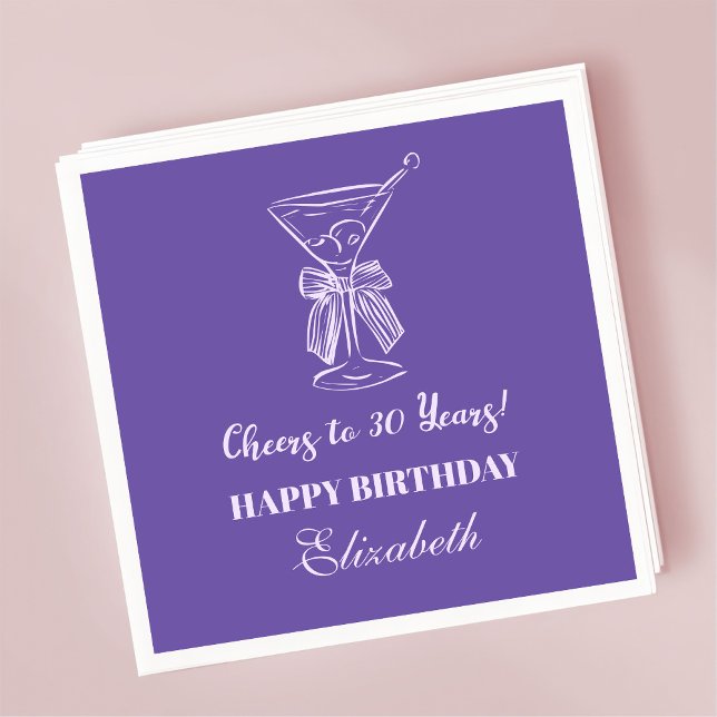 Modern Purple Cheers to 30 years Birthday Napkin (Creator Uploaded)