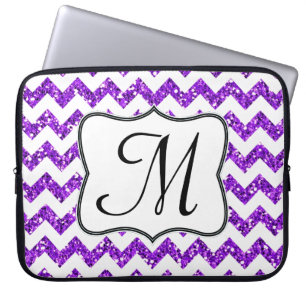Modern Purple Chevron Monogram 15" Laptop Case
