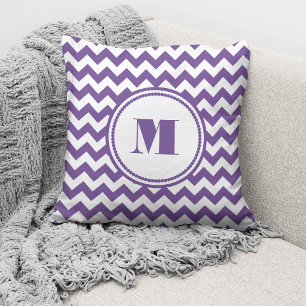 Modern Purple Chevron Monogram Cushion
