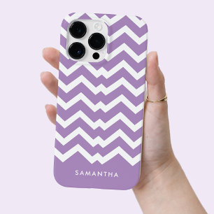 Modern Purple Chevron Pattern Personalised Name Case-Mate iPhone 14 Pro Max Case