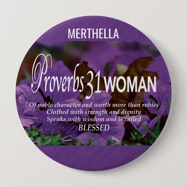 Modern Purple Christian PROVERBS 31  10 Cm Round Badge (Front)