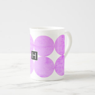 Modern Purple Circles   Monogram Bone China Mug