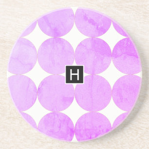 Modern Purple Circles Monogram Coaster