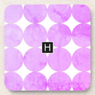 Modern Purple Circles Monogram Coaster